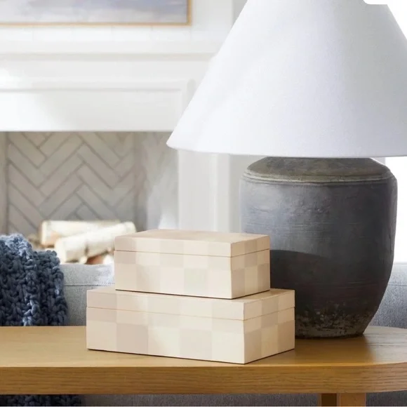 Studio McGee Resin Checkered Boxes (Set of 2) - Picture 1 of 4